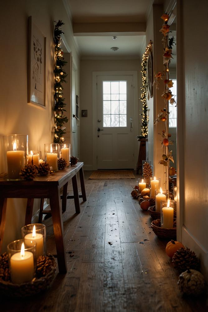 Heller, einladender Flur mit Adventskalender und natürlicher Deko