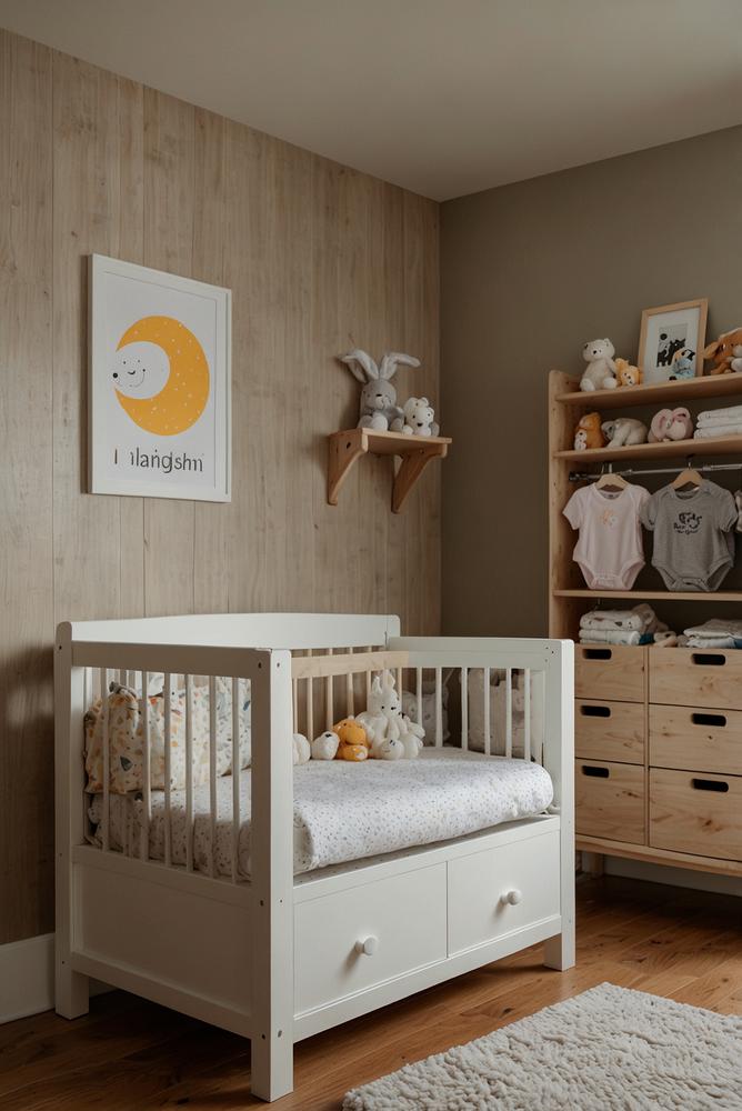 Babyzimmer mit Wickelstation und sicherer Aufbewahrung hell und modern