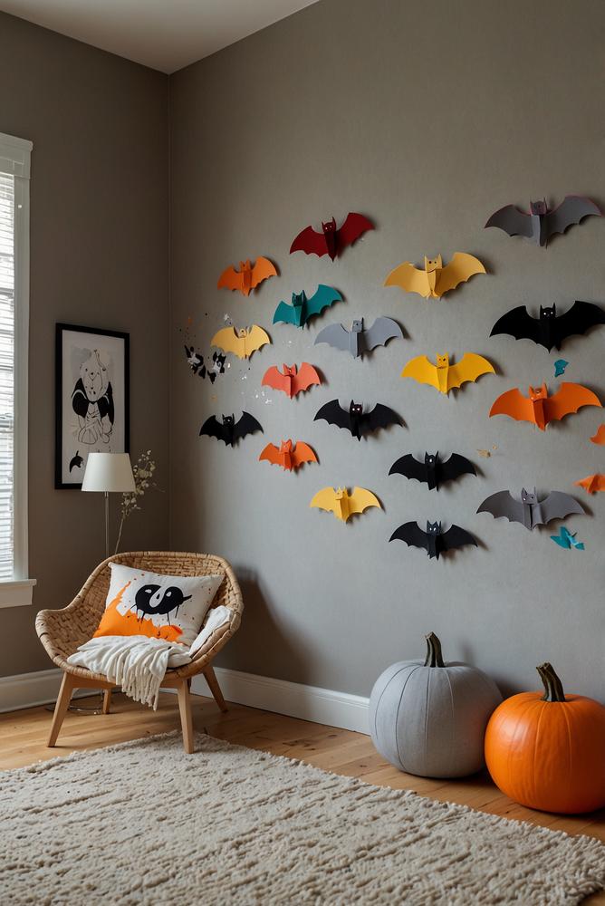 Bunte Fledermaus-Wanddeko im hellen Kinderzimmer