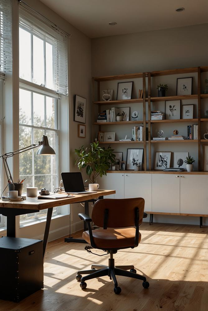 Heller Steh-Sitz-Arbeitsplatz im modernen Home Office