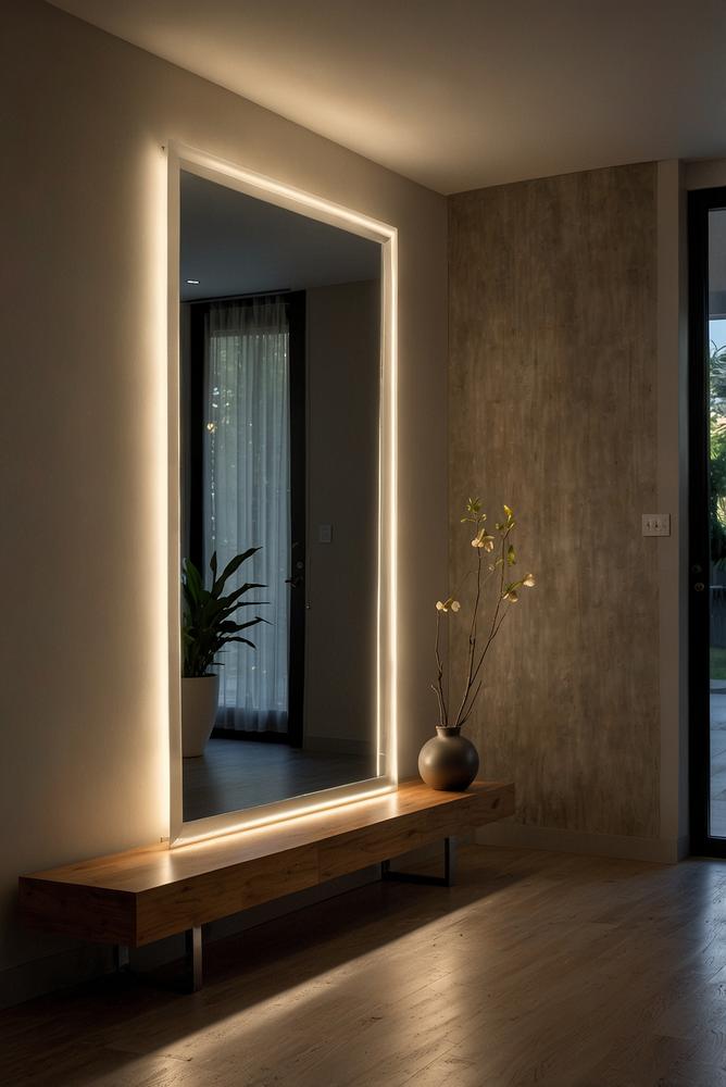 Heller Flur mit moderner LED- und Zonenbeleuchtung