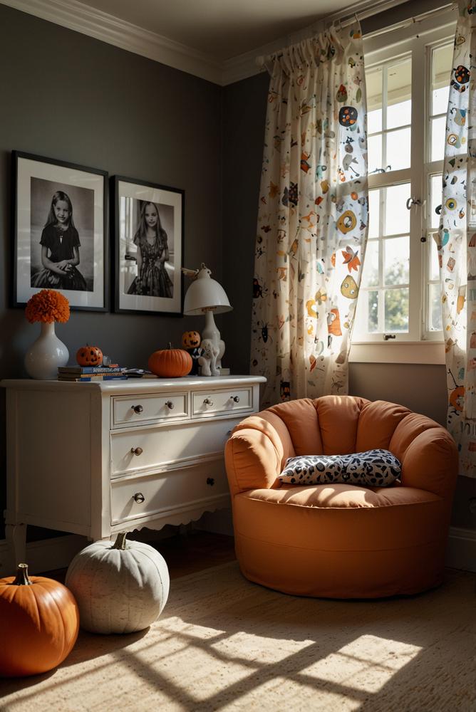 Helle Verkleidungs-Ecke mit großem Spiegel zu Halloween
