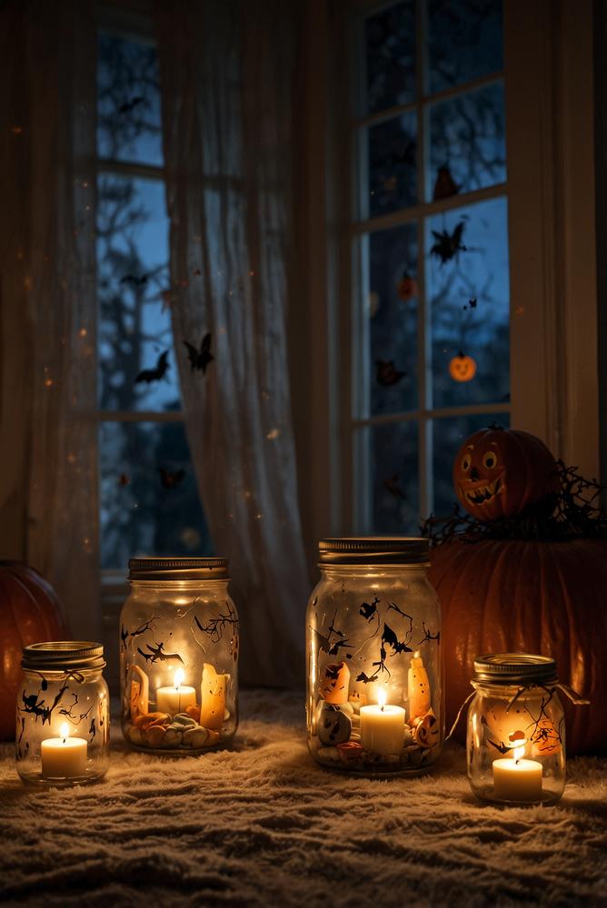 Halloween Laternen aus Einmachgläsern im Kinderzimmer