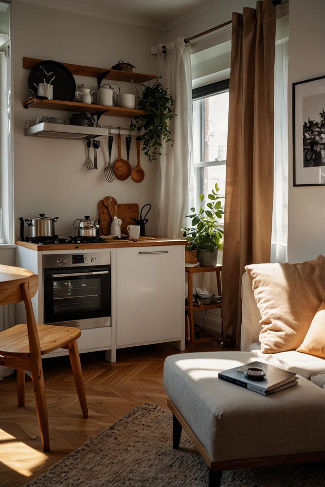 Helle moderne Wohnung mit Haushaltsgrundausstattung