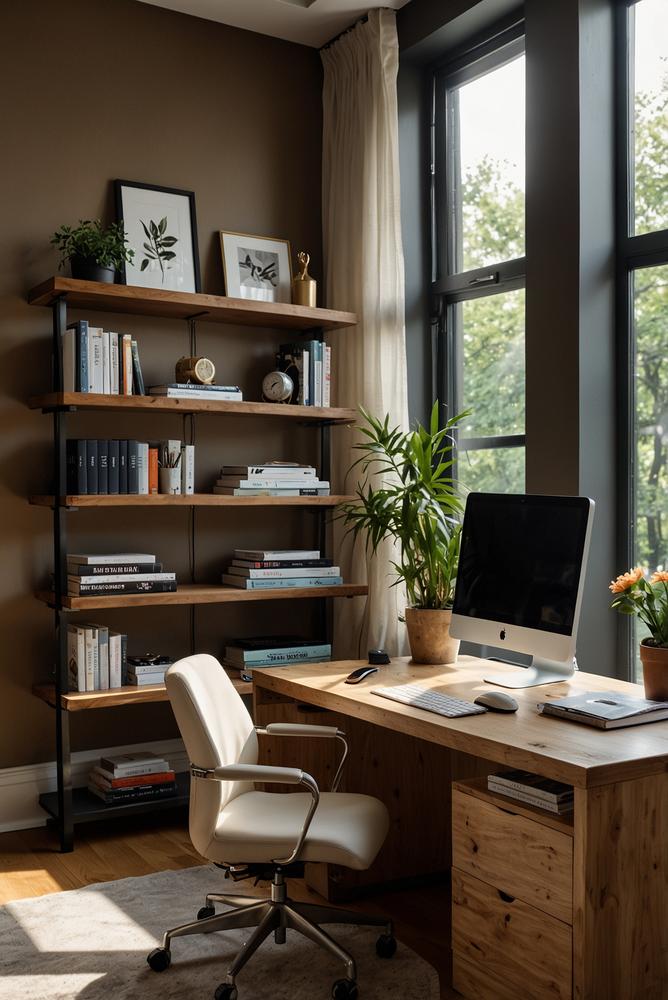Helles stylisches Home Office mit modernem Moebel-Mix