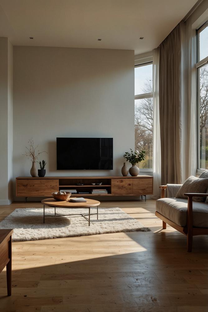 Heller moderner Raum mit integriertem Wandstauraum