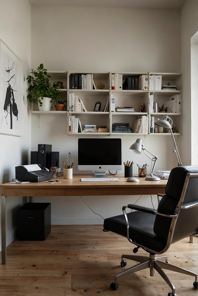 Hell und aufgeraumtes Home Office mit Kabelmanagement
