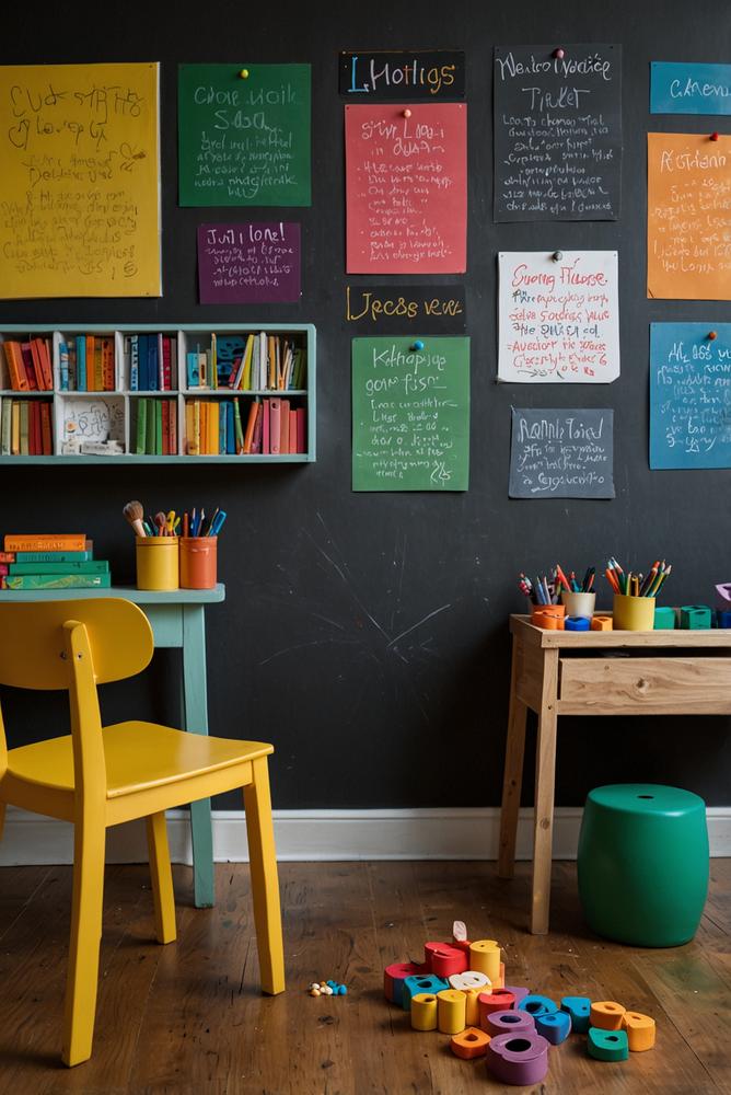 Magnet- und Tafelflaeche als Bastelwand im Kinderzimmer