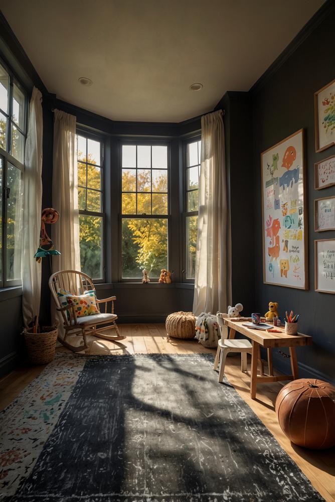 Helles Kinderzimmer mit kreativer Kreidetafelwand