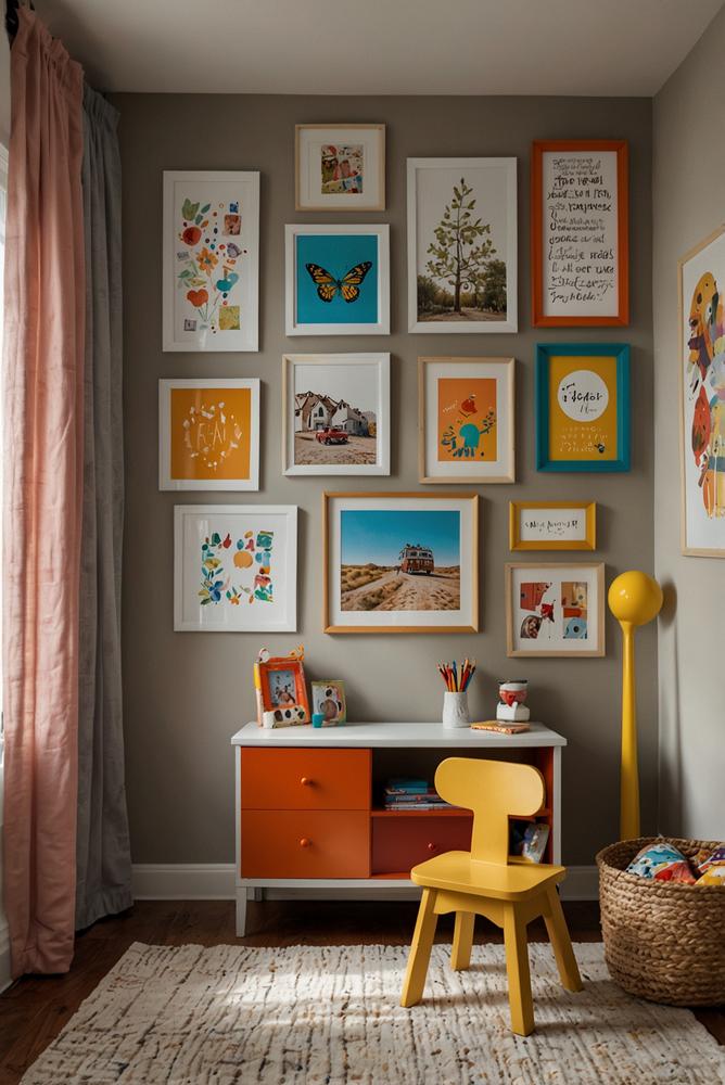 Kinderzimmer mit heller Magnetbild-Galerie