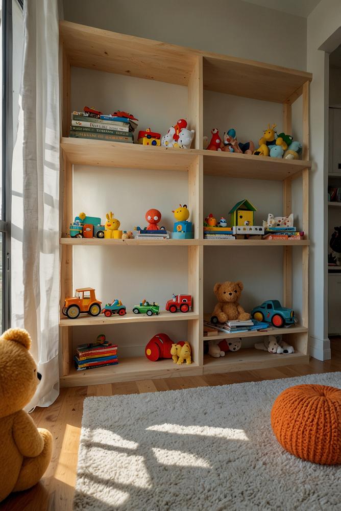Kinderzimmer mit Raumteiler für Spiel, Lernen und Schlaf