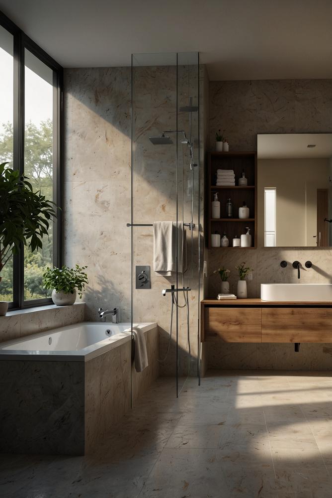 Helles Bad mit praktischem Türorganizer für mehr Stauraum