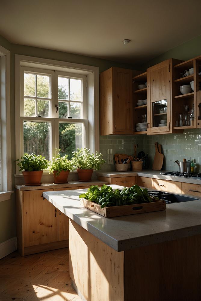 Lichtdurchflutetes Kraeuterfenster in moderner Kueche