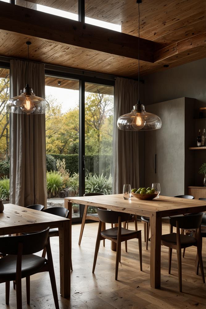 Massiver Esstisch aus regionalem Holz in hellem Esszimmer