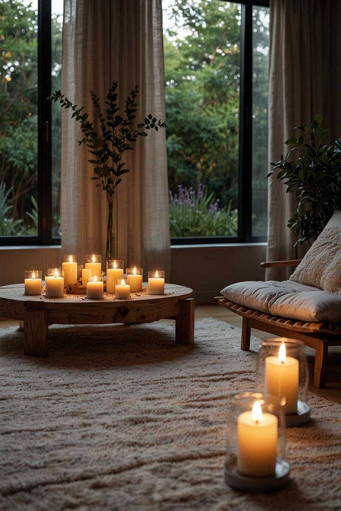 Mini-Wellness-Ecke auf hellem, einladendem Balkon