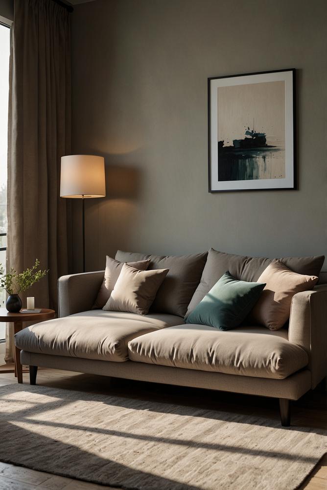 Modernes multifunktionales Sofa-Bett im hellen Wohnzimmer