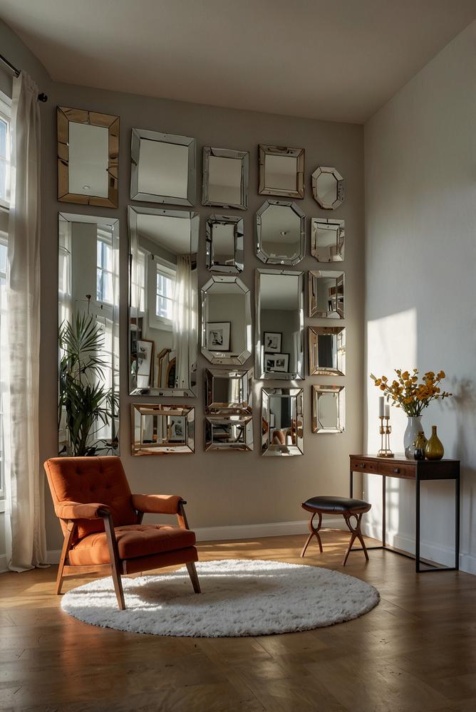 Spiegelgalerie dekorativ für mehr Raumtiefe und Licht