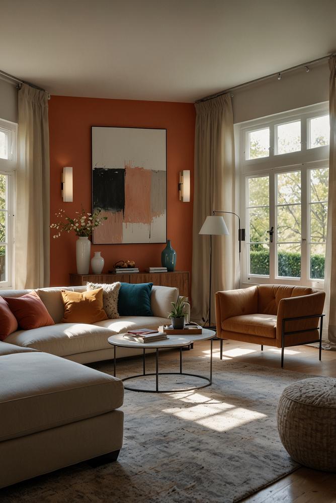 Moderne helle Wohnung mit preiswerter Wandfarbe