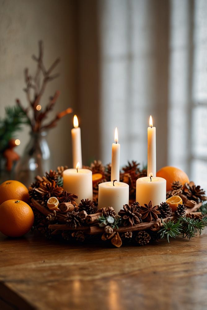 Boho Adventskranz mit getrockneten Orangen und Zimt