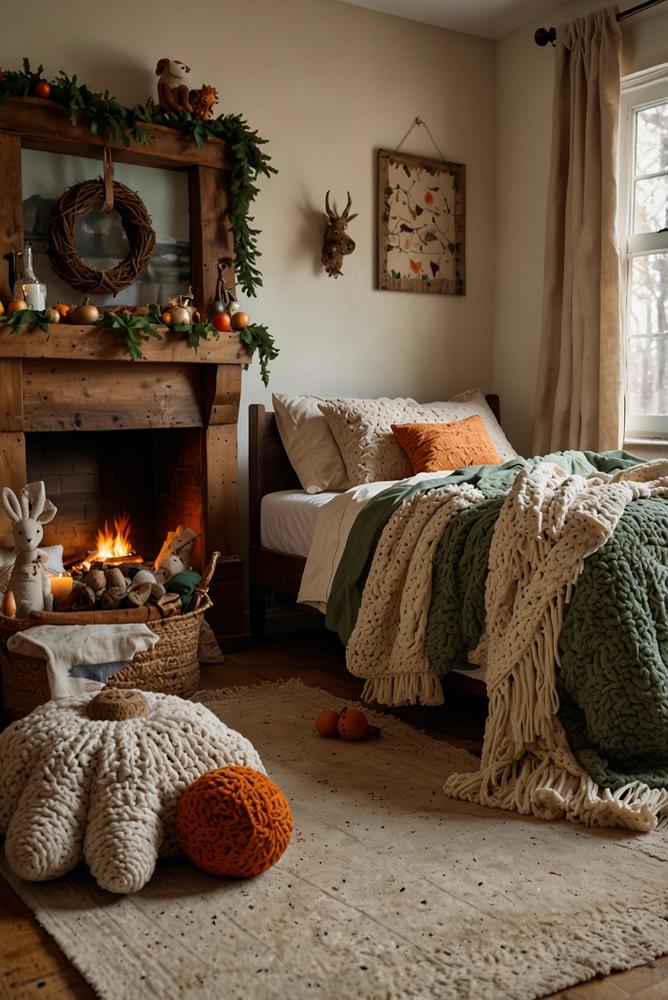 Boho Weihnachtsdeko Kinderzimmer mit weichen Textilien