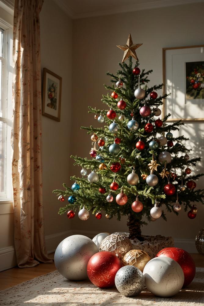 Decoupage Weihnachtskugeln mit Serviettenmotiven leuchtend und modern