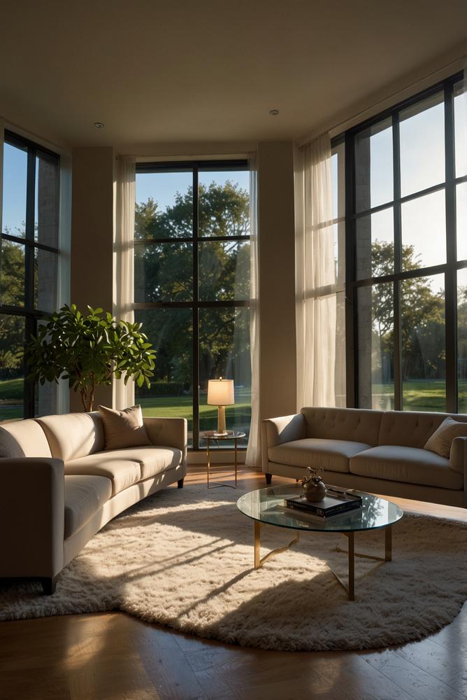 Fenster mit LED-Randbeleuchtung und stimmungsvollem Licht