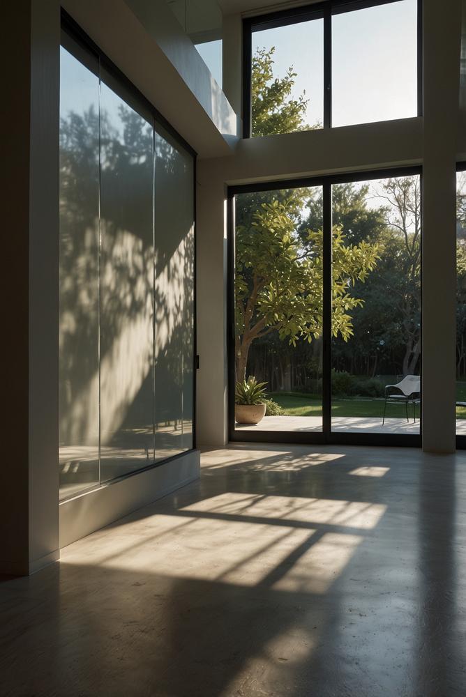 Fenster mit Milchglas-Effekt und sanft gestreutem Tageslicht