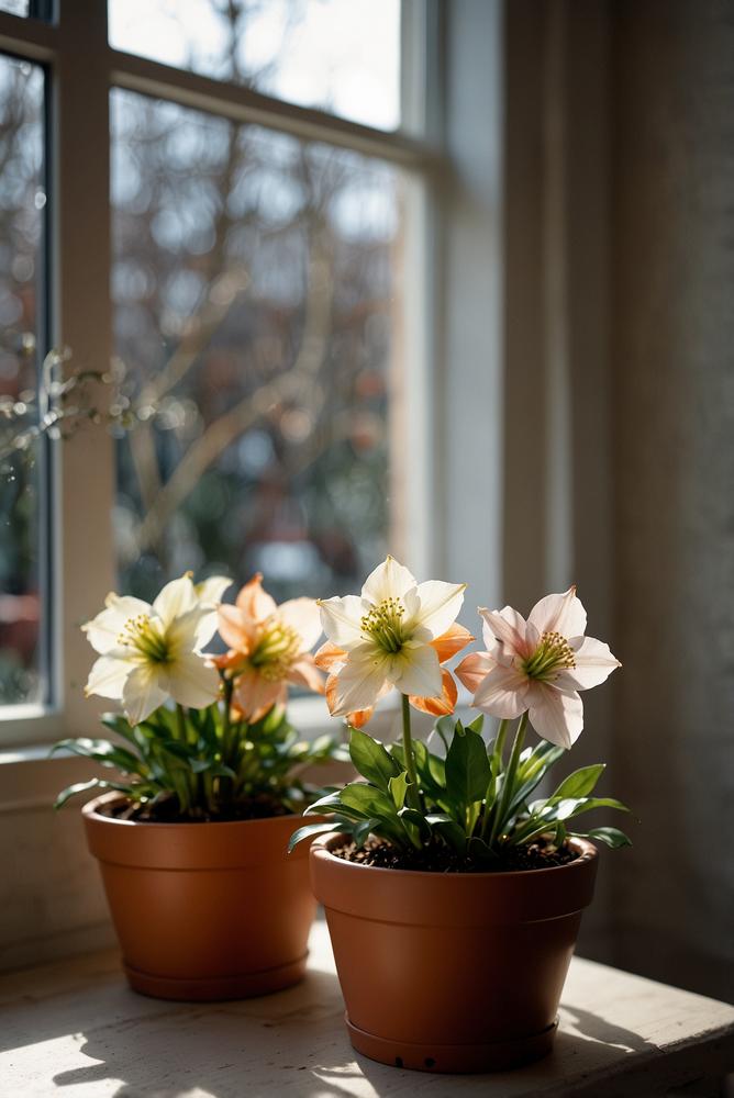 Fensterbank mit hellem Weihnachts-Lichtergarten in kleiner Wohnung