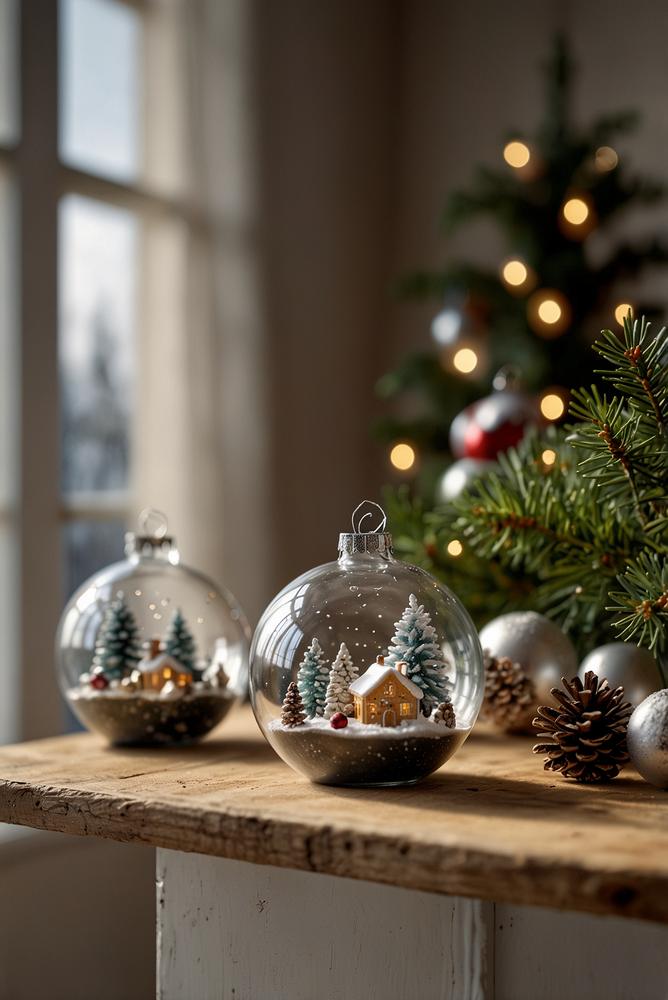 Gefüllte Miniatur-Weihnachtskugel mit Winterlandschaft