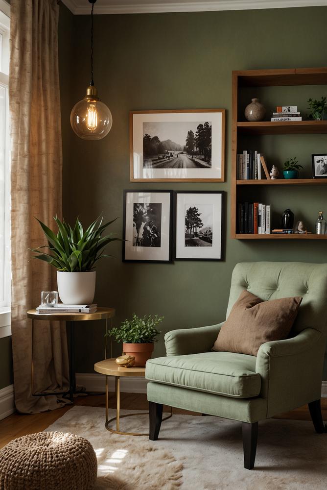 Helle gemütliche Leseecke mit Sessel und Stehlampe