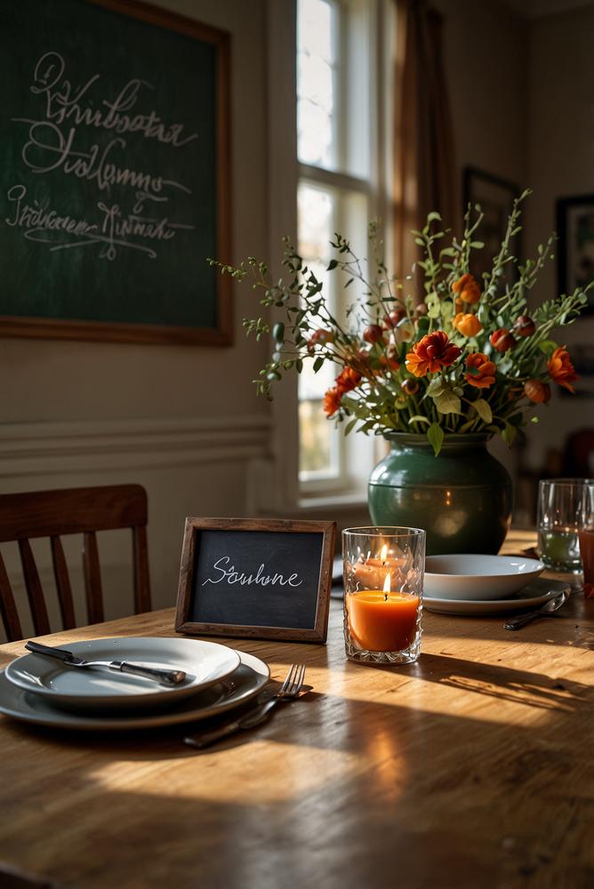 Herbstliche Tischdeko mit personalisierten Platzkarten