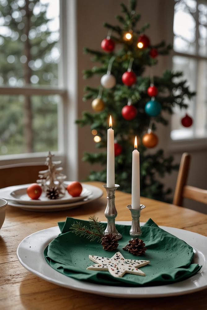 Lichtdurchflutete Kinder-Tischdeko mit DIY-Weihnachtsbasteleien