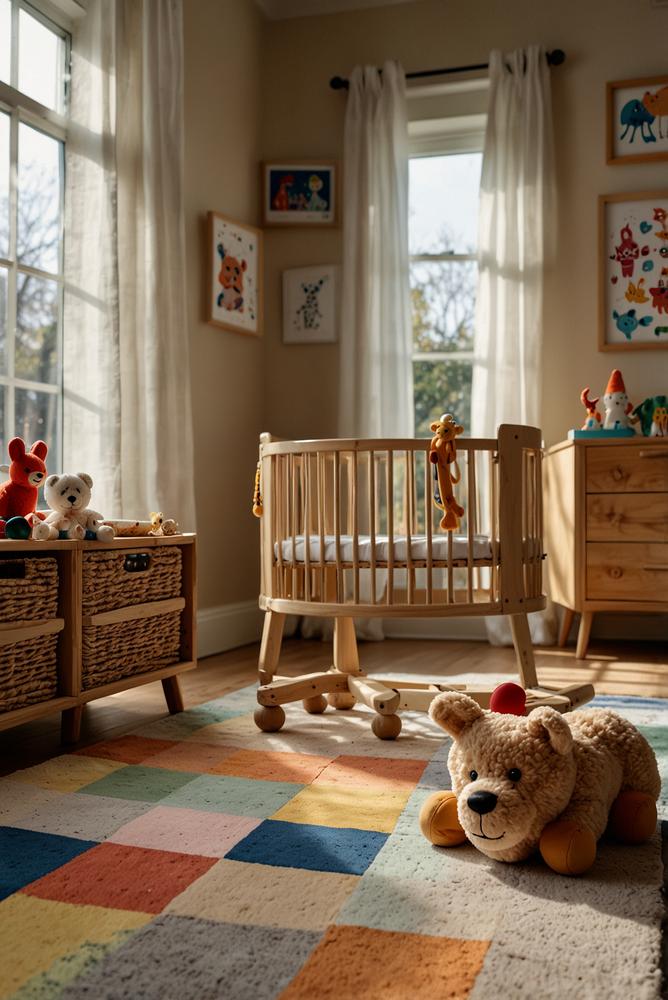 helles kinderzimmer mit altersgerechtem spielzeug