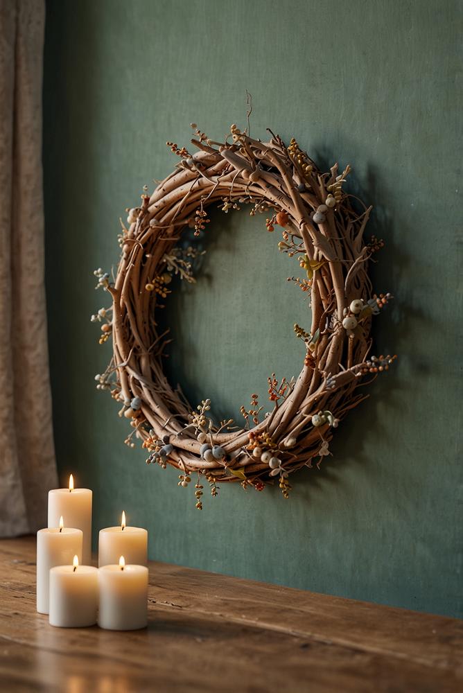 Minimalistischer Adventskranz mit LED-Kerzen im Kinderzimmer