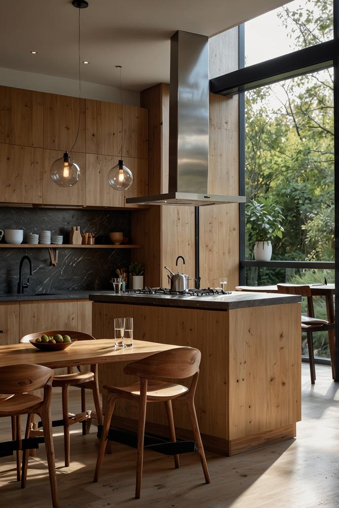 Helle multifunktionale Kuecheninsel mit Fruehstueckstheke