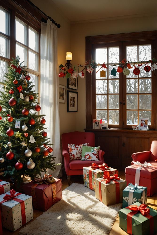 Papier-Geschenkanhänger mit persönlichen Fotos an Weihnachtsgeschenken