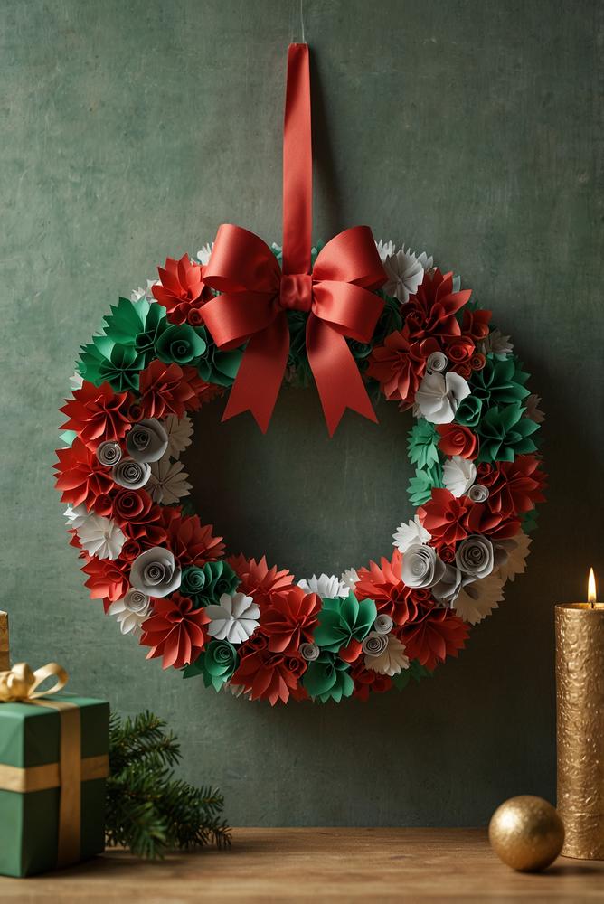 Leuchtender Papierkranz für festliche Weihnachtsdeko