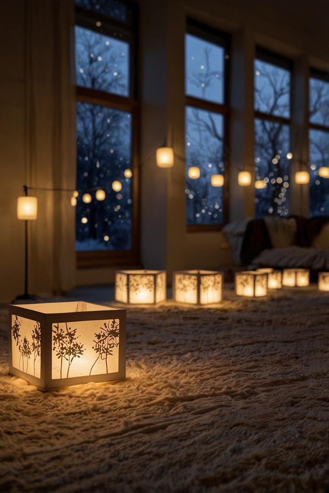 Helle Papierlaternen mit warmem Teelicht-Effekt zur Weihnachtsdeko