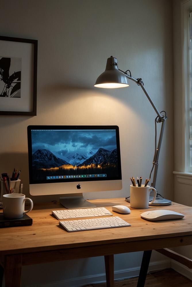 Helles Home-Office mit tageslichtnaher Beleuchtung