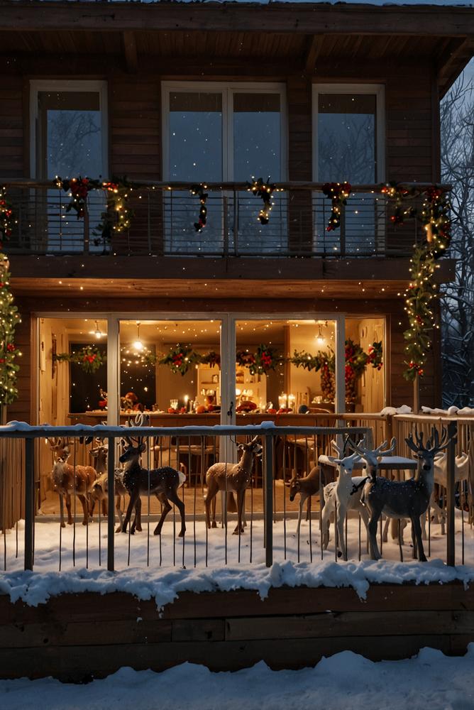 Winterliche Balkon-Deko mit Rentieren und Figurenensembles
