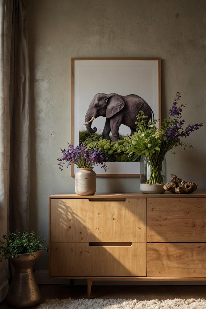 Beruhigende Neujahrsdeko mit Glücksbringern auf Sideboard