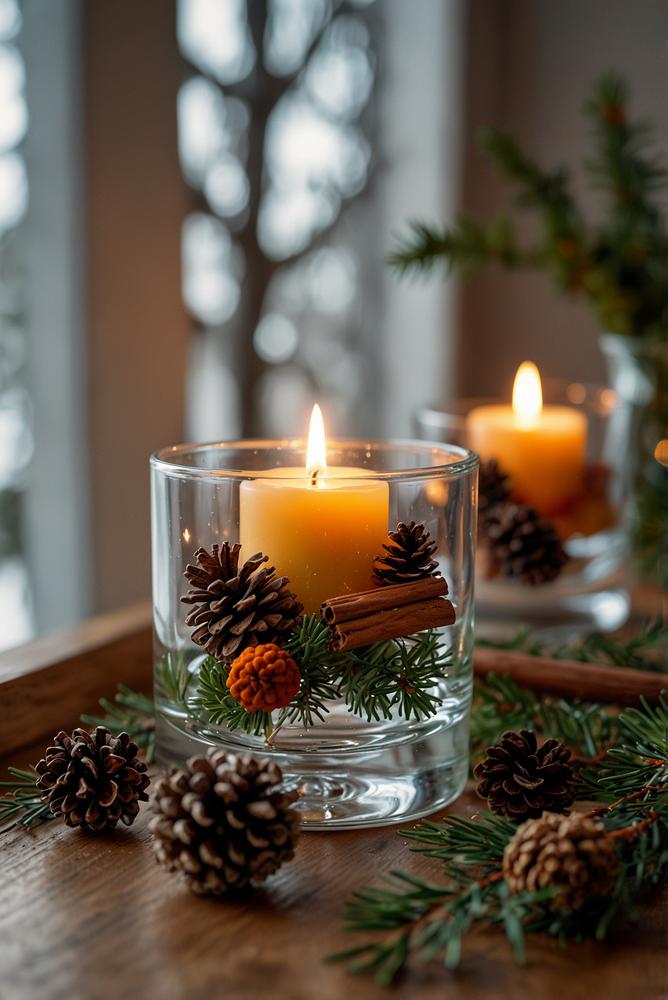 Helle winterliche Fensterdekoration mit DIY-Glasornamenten