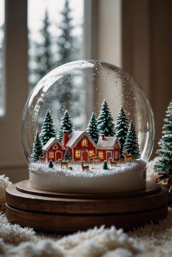 Helle DIY Schneekugel mit Kunstschnee und Miniaturfiguren
