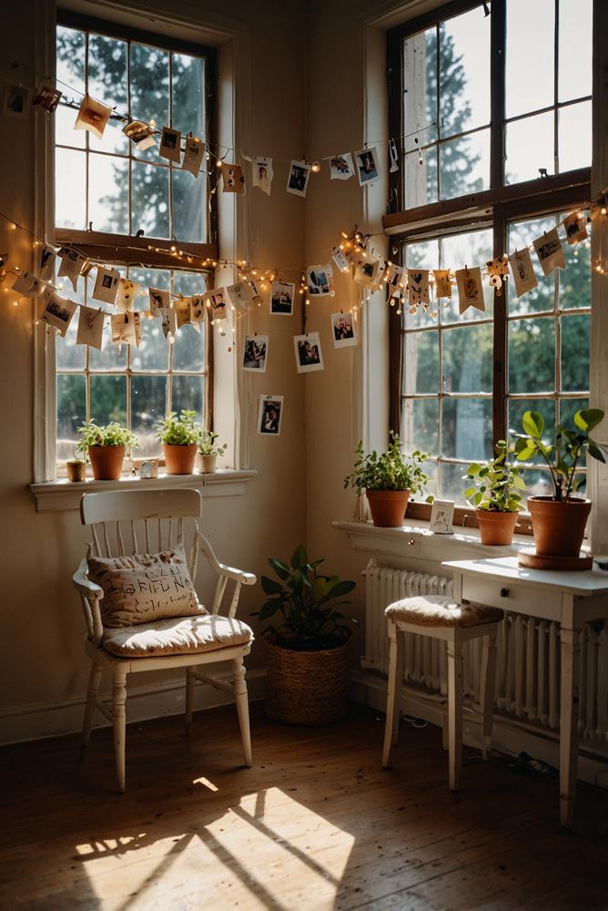 DIY Silvester Fotowand mit Polaroids und Lichterketten