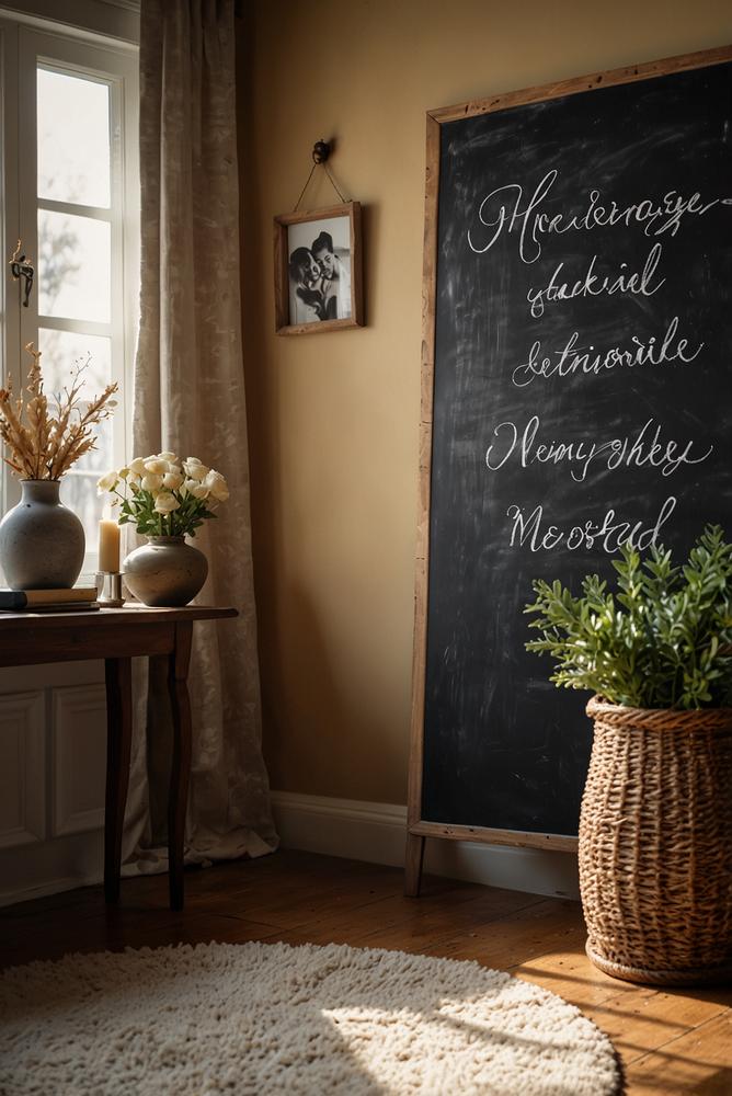 Handgeschriebene Menütafel als Silvesterdeko hell und einladend