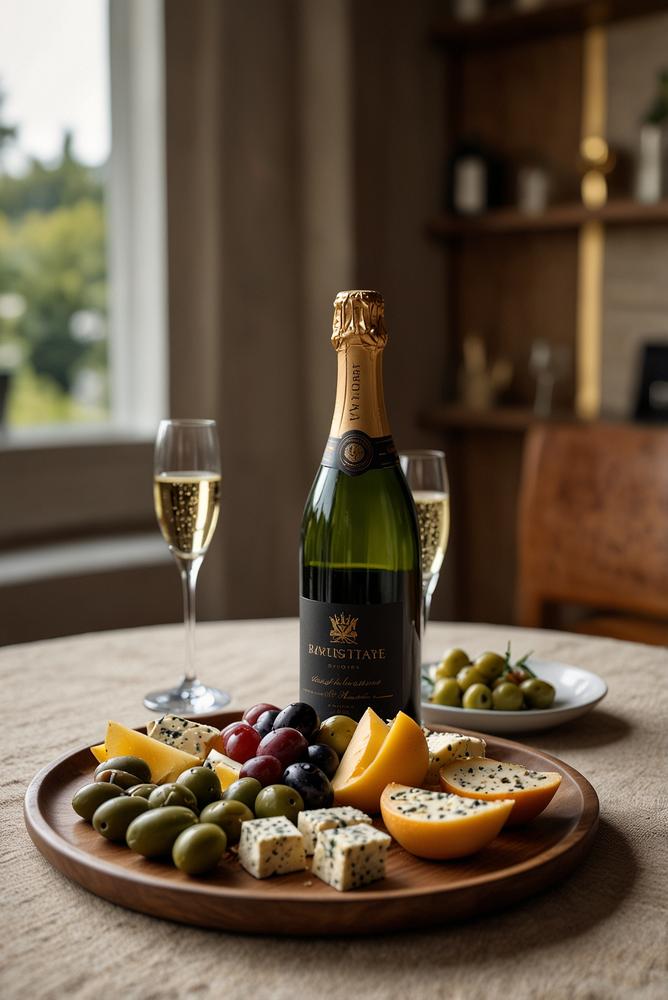 Helle elegante Sekt- und Snackstation zu Silvester