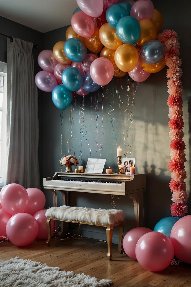 Festlicher Eingangsbereich mit Ballonakzent und Jahreszahl