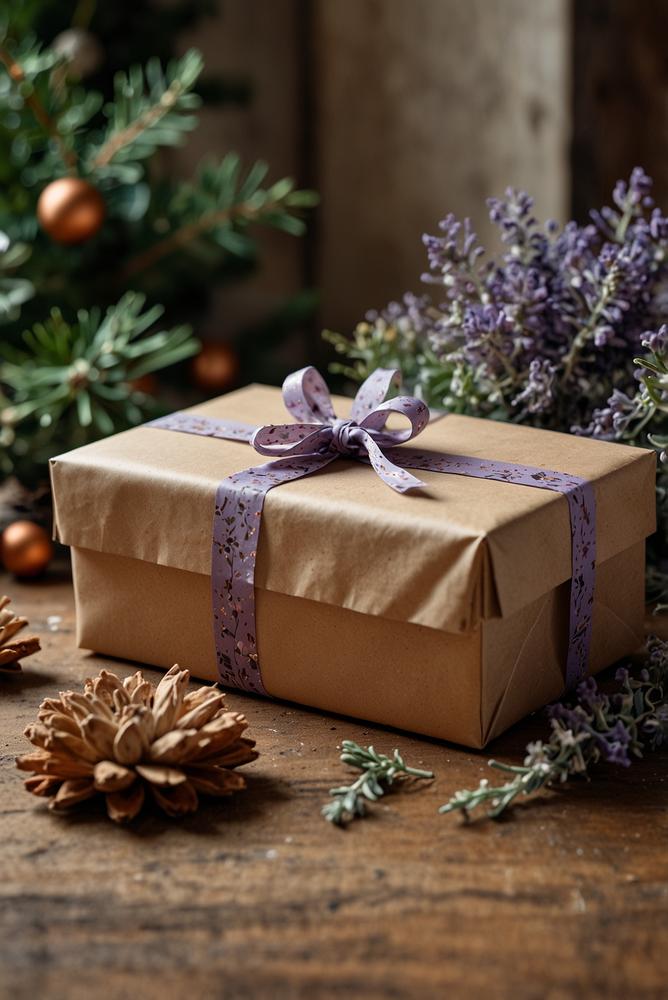 Geschenkanhänger aus Trockenblumen an Geschenk hell und einladend