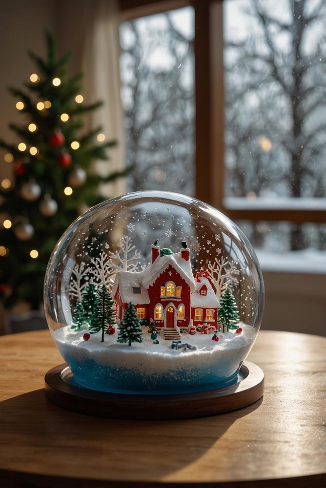 Gigantischer beleuchteter Schneeglobus als Weihnachtsdeko