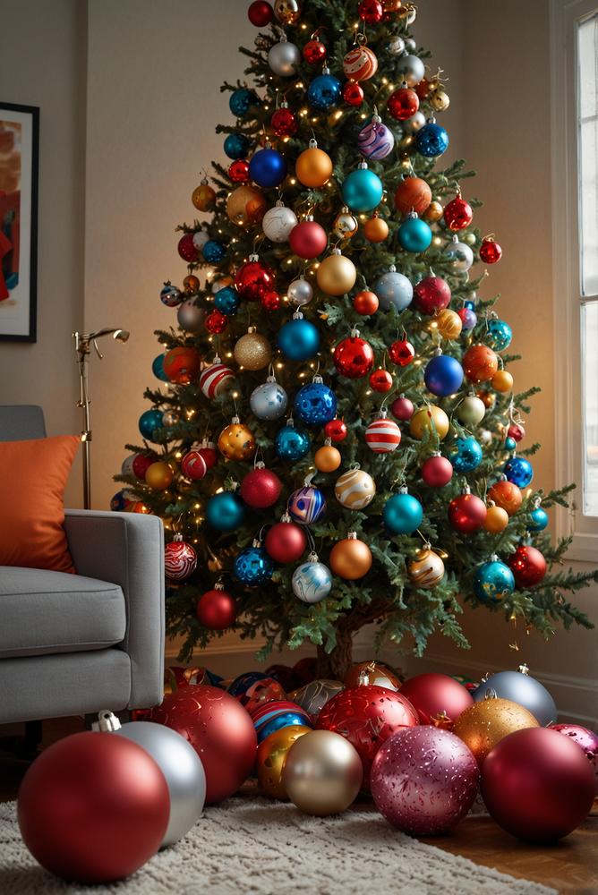 Bunter Kinder-Weihnachtsbaum mit bruchsicherer Dekoration